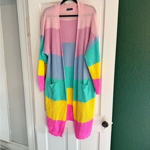 Colorful Rainbow Striped Women's Cardigan